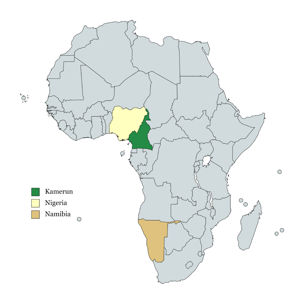 Afrika Landkarte - Einsatzgebiete: Kamerun, Nigeria & Namibia
