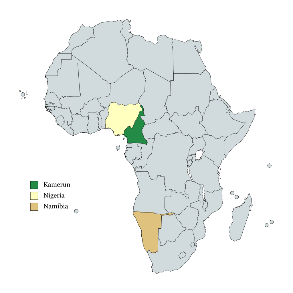 Afrika Landkarte Afrika Landkarte - Einsatzgebiete: Kamerun, Nigeria & Namibia